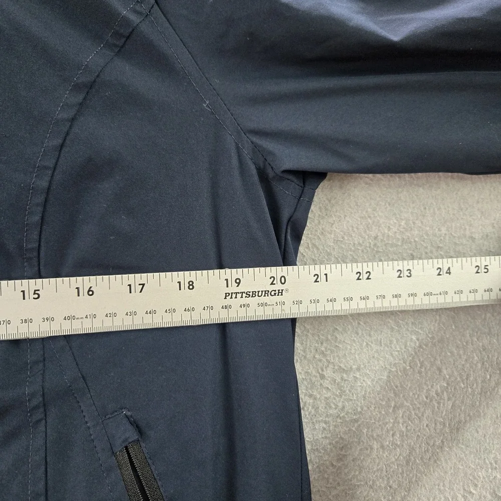 Hollister Women Jacket L Navy Windbreaker‎ Logo All Weather Hooded Zipper